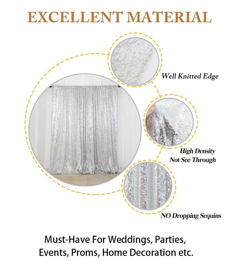 ShiDianYi Silver Sequin Wedding Backdrop - 10x10FT Photo Booth Curtains for Parties & Events - Image 4